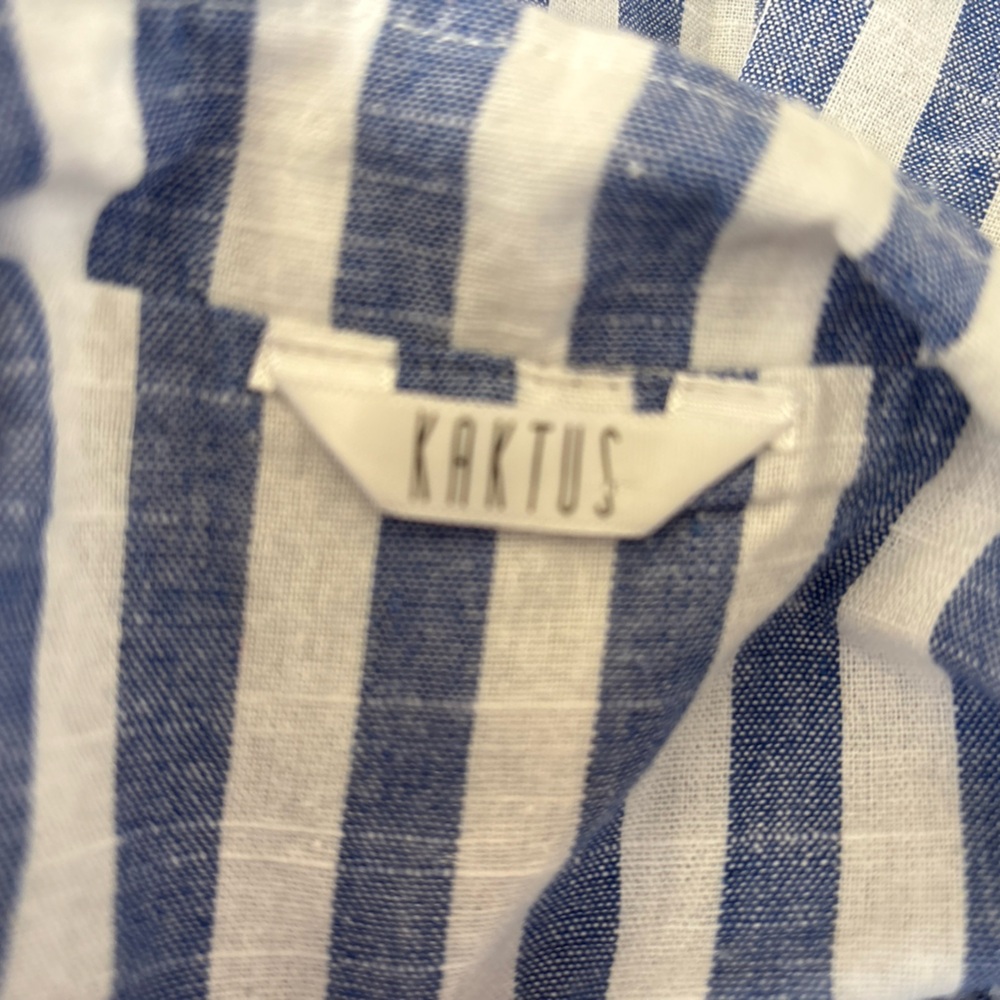 Kaktus Blue and White Striped Button-Front Tunic Top XL - Picture 4 of 5